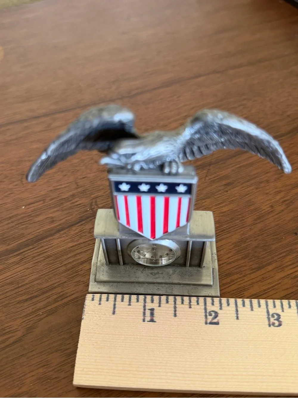 Vintage Metal Timex Waterbury Clock Co. Featuring American Flag and Bald Eagle